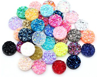 Cabujón druzy, 12 mm, 20 piezas multicolor en pares