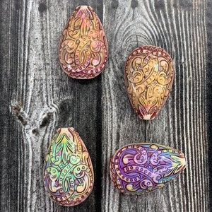 Mood Beads, Mirage , Fancy Flame ,  4 beads, 23x15 mm