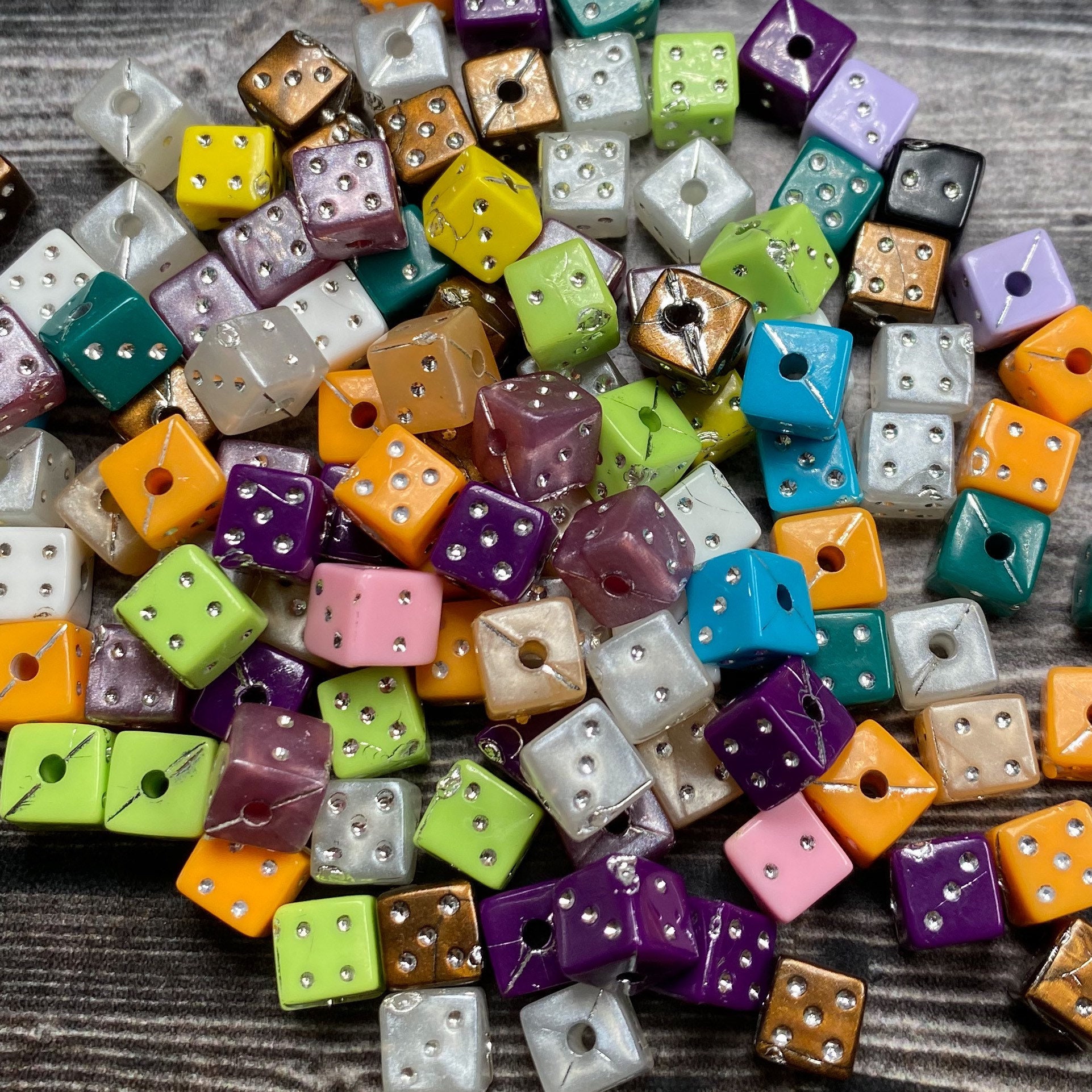 6mm dice beads multi color 40 pieces Etsy