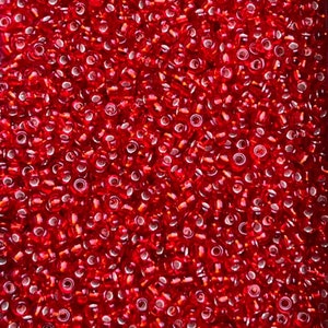 Miyuki seed beads 11/0 Round, Flame Red Silver lined, 24g