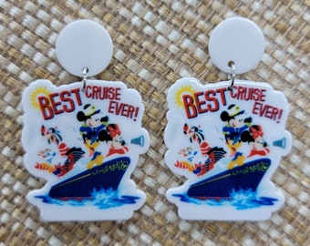 Disney Cruise Line Inspired Best Cruise Ever Flat Backed Acrylic Earrings