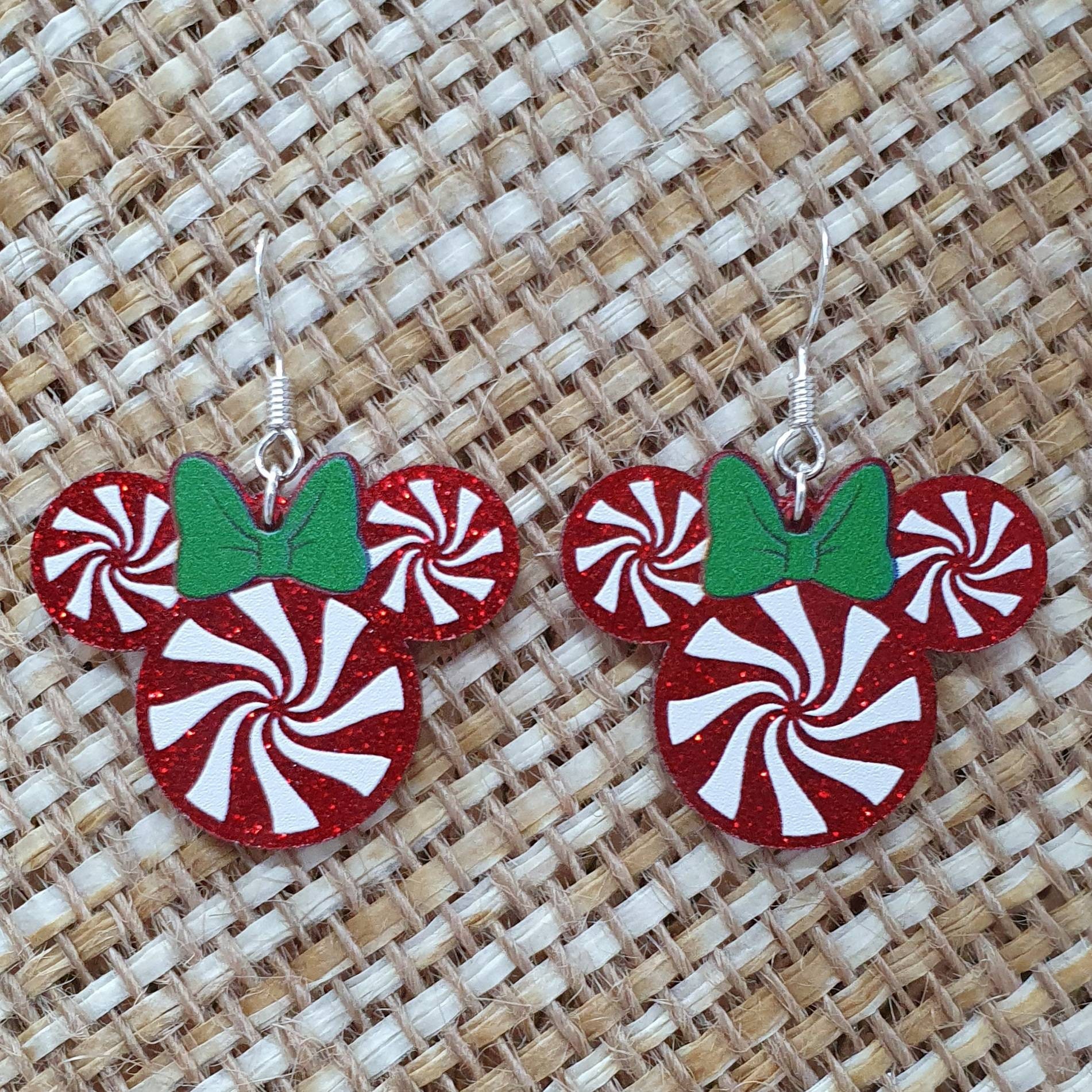 Minnie Mouse Christmas Peppermint Candy Earrings Christmas Peppermint Minnie Mouse Earrings - Etsy main image 4