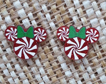 Minnie Mouse Inspired Peppermint Swirl Acrylic Studs