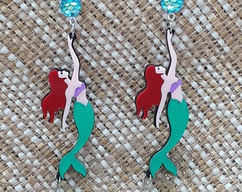 The Little Mermaid Inspired Laser Cut Acrylic Earrings