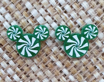 Mickey Mouse Inspired Peppermint Swirl Acrylic Earrings