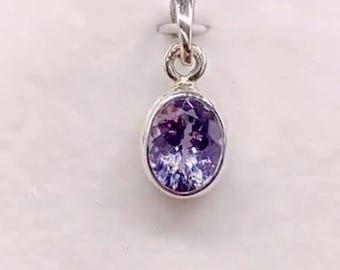 Natural Tanzanite Pendant, 1.10ct Blue Purple Gemstone, 925 Sterling Silver, 8x6mm Oval Tanzanian Gem, December Birthstone