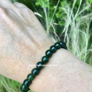 Natural Jade Bracelet, 8mm Jade Bracelet, Green Jade Bracelet, Genuine Nephrite Jade Bracelet, Good Fortune Jade Bracelet, Green Jade Stone