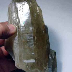 Rainbow view of Natural Color Citrine Rough - photo was taken inside under fluorescent lights.
