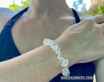 Quartz Bracelet, Superior Quality White Quartz Bracelet , Raw Quartz Bracelet,  Untreated Natural Quartz Jewelry, Energy Quartz Bracelet