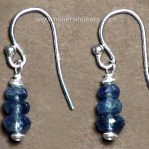 Blue Sapphire Earrings, Sapphire Bead Dangle Earrings, Genuine Sapphire Gems, Faceted Sapphire Beads, Natural Color Gem, Untreated Sapphire