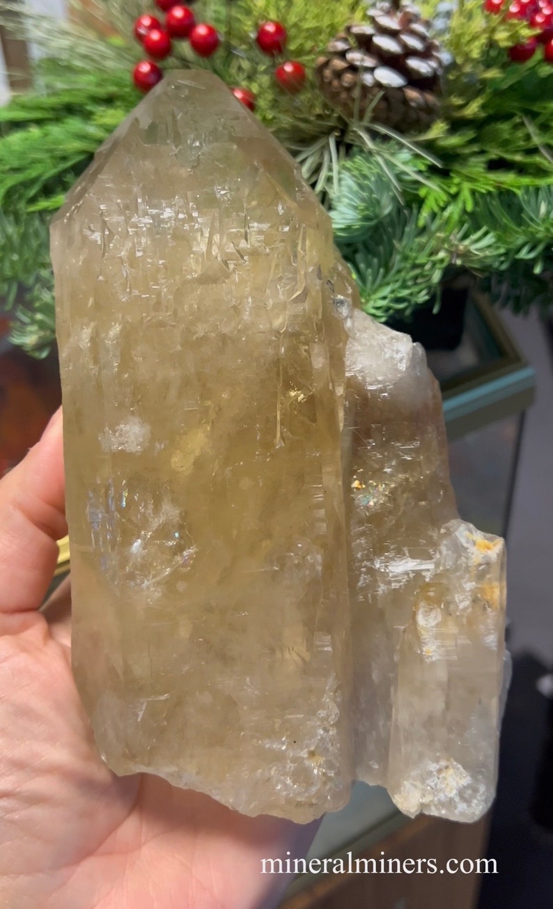 Natural Color Citrine Rough - photo was taken inside under fluorescent lights.
