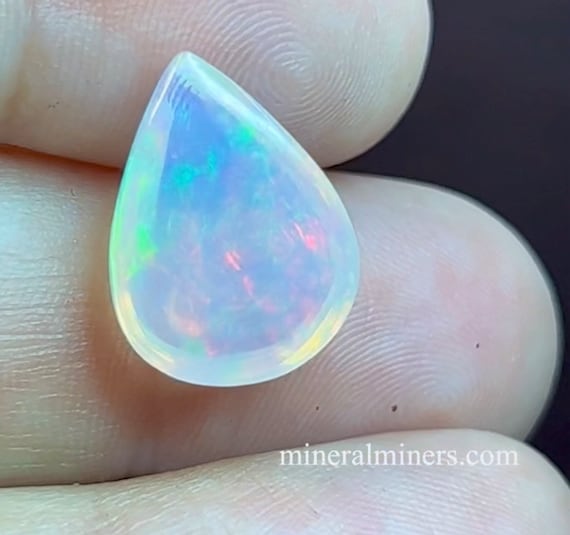 Very Fine Rainbow Opal Gemstone, Ethiopian Drop Gem, Natural Color
