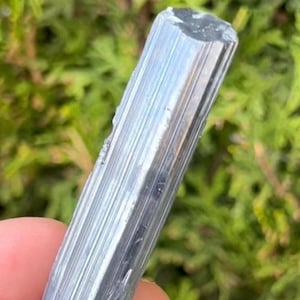 Stibnite Crystal, Natural Antimonite, 5 inch long Stibnite Mineral Specimen, Metallic Luster Bent Stibnite, Terminated Bended Crystal