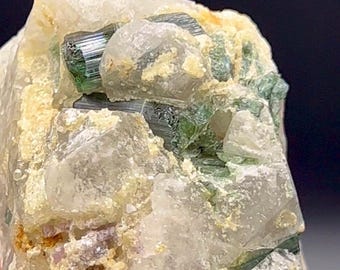 Blue-Green Tourmaline in Quartz Crystal, Bi-Color Tourmaline Crystal in Quartz, Genuine Tourmaline Blue Rough, Brazilian Tourmaline Rock