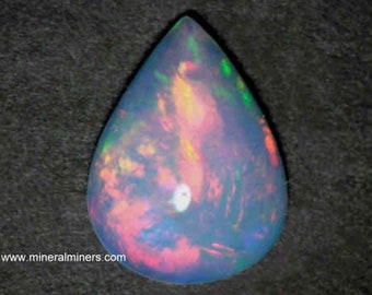 Very Fine Rainbow Opal Gemstone, Ethiopian Drop Gem, Natural Color