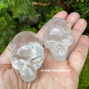 Miniature Crystal Skulls, Knowledge Skull, Clear Quartz Skull Carvings, Genuine Quartz, Crystal Carving, Pocket Size Quartz Crystal Skull