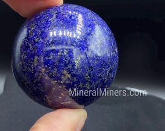 Natural Lapis Lazuli Sphere, Badakhshan Afghanistan Blue Stone, 1.4 Inch Polished Mineral, Collector Crystal, Meditation Decor