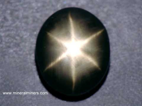Collector Black Star Sapphire Gemstone 6 Ray Star Untreated Black