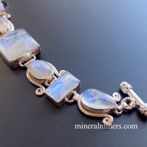 Large Moonstone Bracelet, Adularia Moonstone Bracelet, Genuine Moonstone, Moonstone 925 Silver Bracelet, Natural Color Moonstone Jewelry