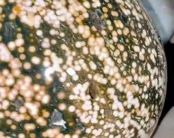 Esfera de jaspe oceánico, orbe de jaspe oceánico de colección de 17 kg, bola de piedra pulida hecha a mano, escultura de orbe grande, jaspe redondo, color natural