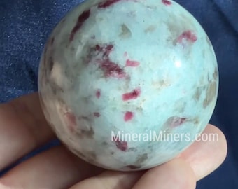Rubellite Tourmaline Sphere, Pink Tourmaline Orb, Red Tourmalines on Matrix, Brazilian Tourmaline Ball, Natural Rubellite Tourmaline Sphere