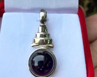 Amethyst Pendant, 9 carats Amethyst Pendant, Cabochon Amethyst Jewelry, Natural Color Amethyst in Sterling Silver, Petite Amethyst Cab Chain