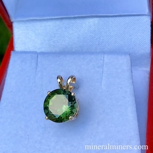 Vlekkeloze groene toermalijnhanger, facettoermalijn, natuurlijke kleur groene edelsteen, 14K gouden hanger, groene toermalijn 14K ketting, aangepaste sieraden