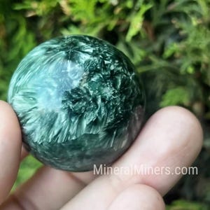 Seraphinite Sphere, 1.5 inch Natural Color Seraphinite Orb, Siberian Green Sphere, Green Gem Sphere, Collector Sphere, Clinochlore Sphere
