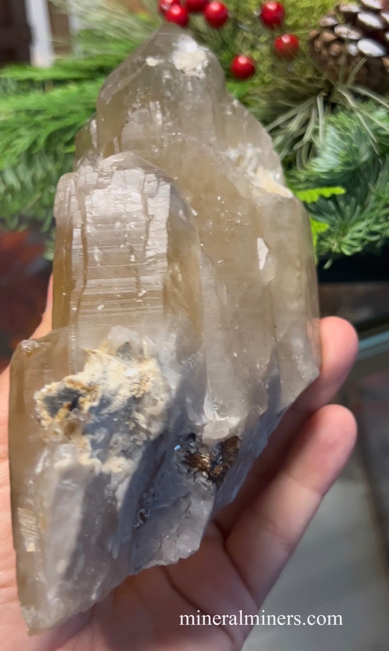 Back view of Natural Color Citrine Rough - photo was taken inside under fluorescent lights.