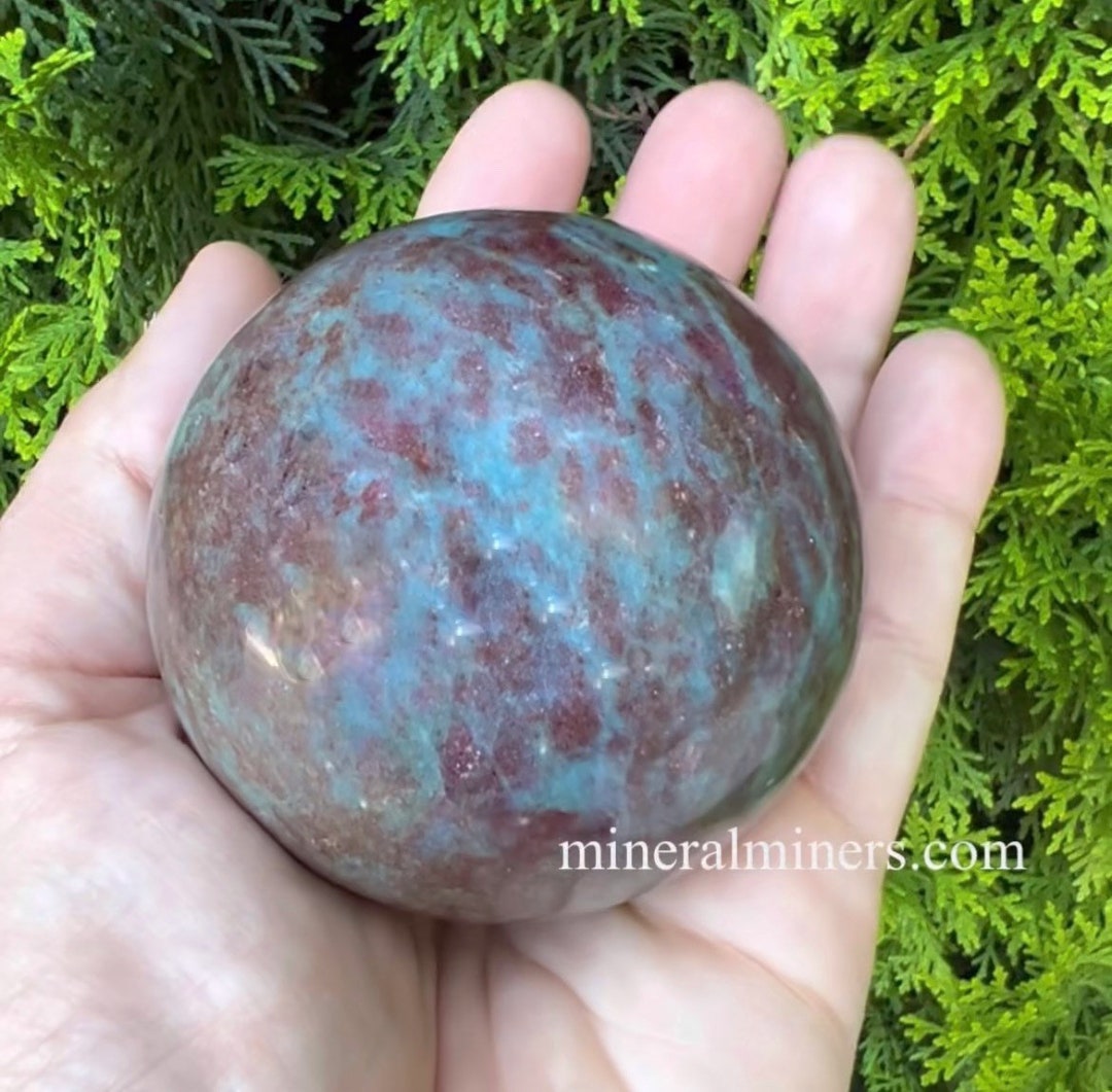 Ruby Sphere in Kyanite Matrix, Natural Ruby Crystals Orb