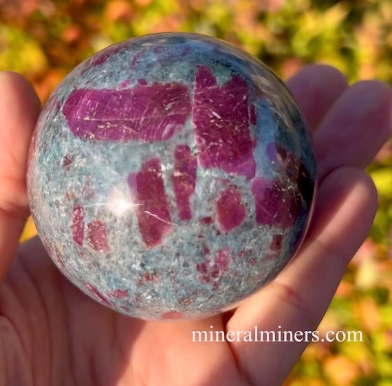 Ruby With Kyanite Matrix Sphere, Natural Ruby in Kyanite Orb