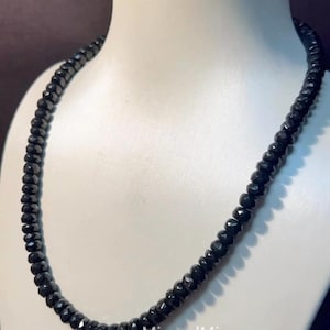 Faceted Black Tourmaline Necklace, 7mm Black Bead Tourmalines, Negativity Blocker Necklace, Black Jewelry, Natural Tourmaline Bead Necklace