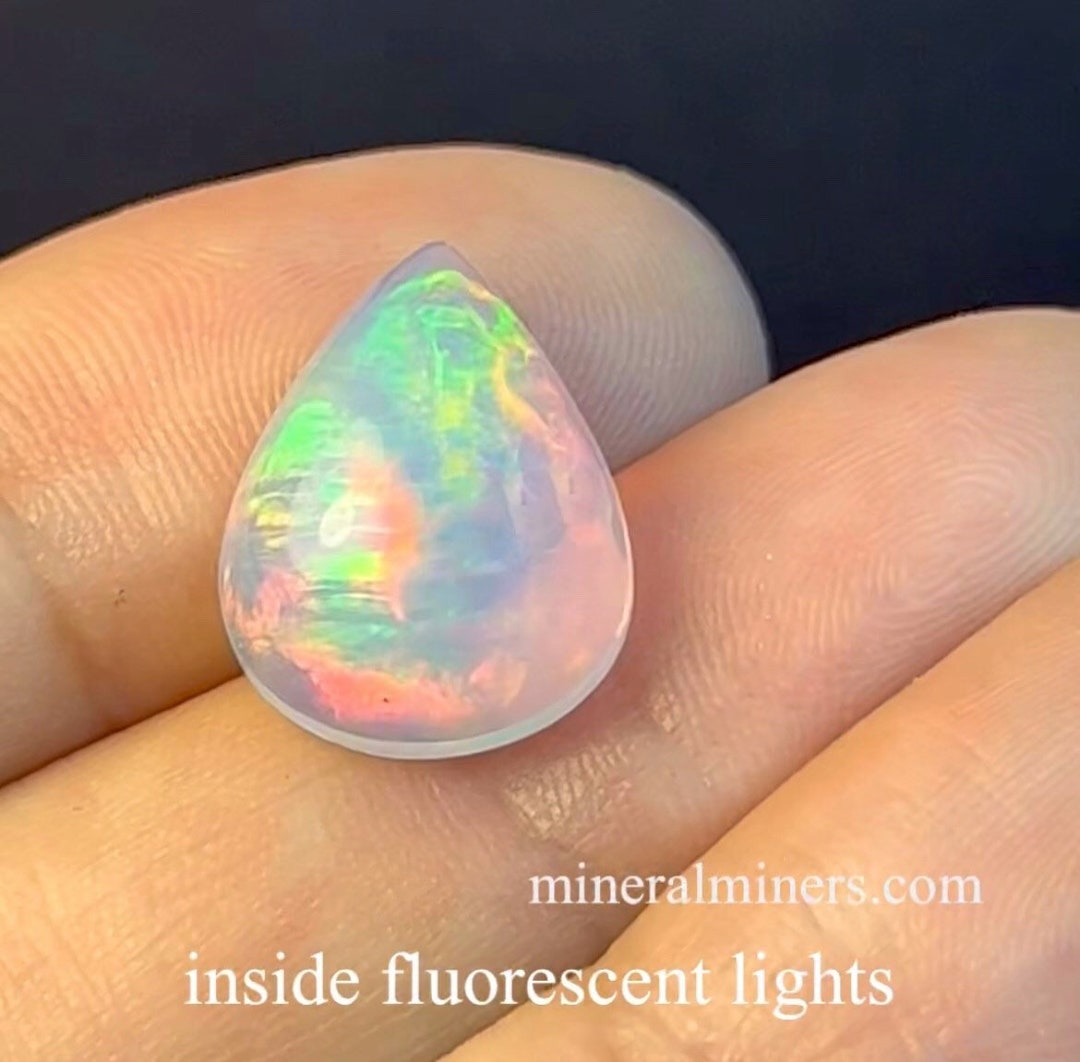 Very Fine Rainbow Opal Gemstone, Ethiopian Drop Gem, Natural Color