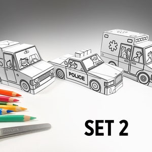 Paper Toy Cars Printable Activity Sheets Craft Kit Cut and Color Pages Instant Download PDF Arts Crafts Activity for Kids Digital Homeschool