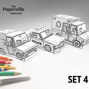 Printable Paper Cars Craft Kit Set 4 | Color Cut and Build | 3D Template for Kids | Classroom and Homeschool Activity | PDF