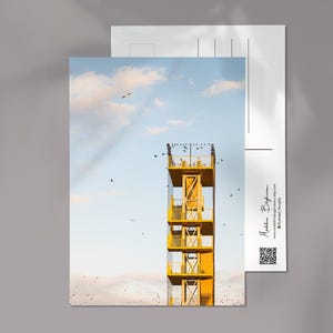 Cartolina della Torre di Binnenhof / Cartolina di osservazione gialla A6 / Scena urbana olandese / Regalo di viaggio all'Aia / Arte moderna olandese