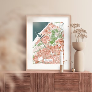Affiche de carte de La Haye, impression d'art souvenir, plan de la ville orange, souvenir de La Haye, cadeau de voyage néerlandais, souvenir de La Haye, Pays-Bas (sans cadre)