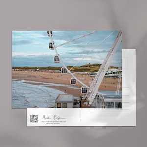 postale de grande roue de Scheveningen | Souvenir de plage hollandais | Carte de voyage A6 | Art côtier de La Haye | Cadeau photo Pays-Bas