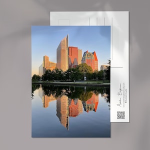 La carte postale d'horizon de La Haye | Carte A6 Paysage urbain | Art urbain de réflexion | Architecture hollandaise | Cadeau de voyage aux Pays-Bas