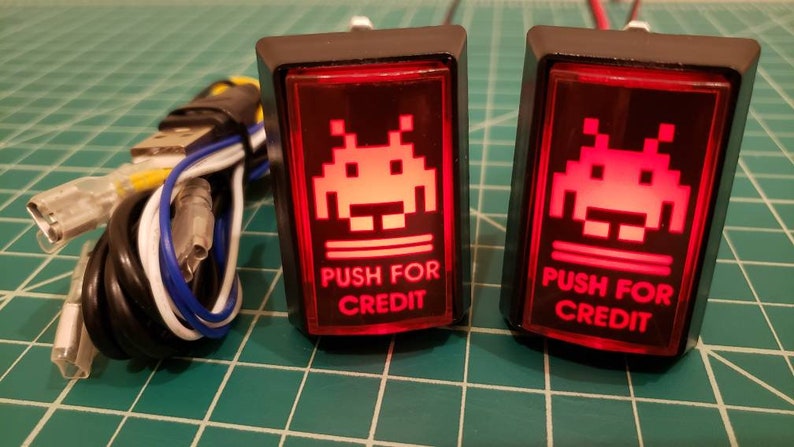 2 Custom Arcade LED Coin/credit Buttons With Custom USB Power Cord and ...