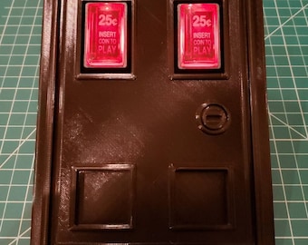 Custom 3D Printed Coin Door replica Kit for Arcade or Arcade1up! Includes 2 LED buttons, Power Harness and Switch Wires!