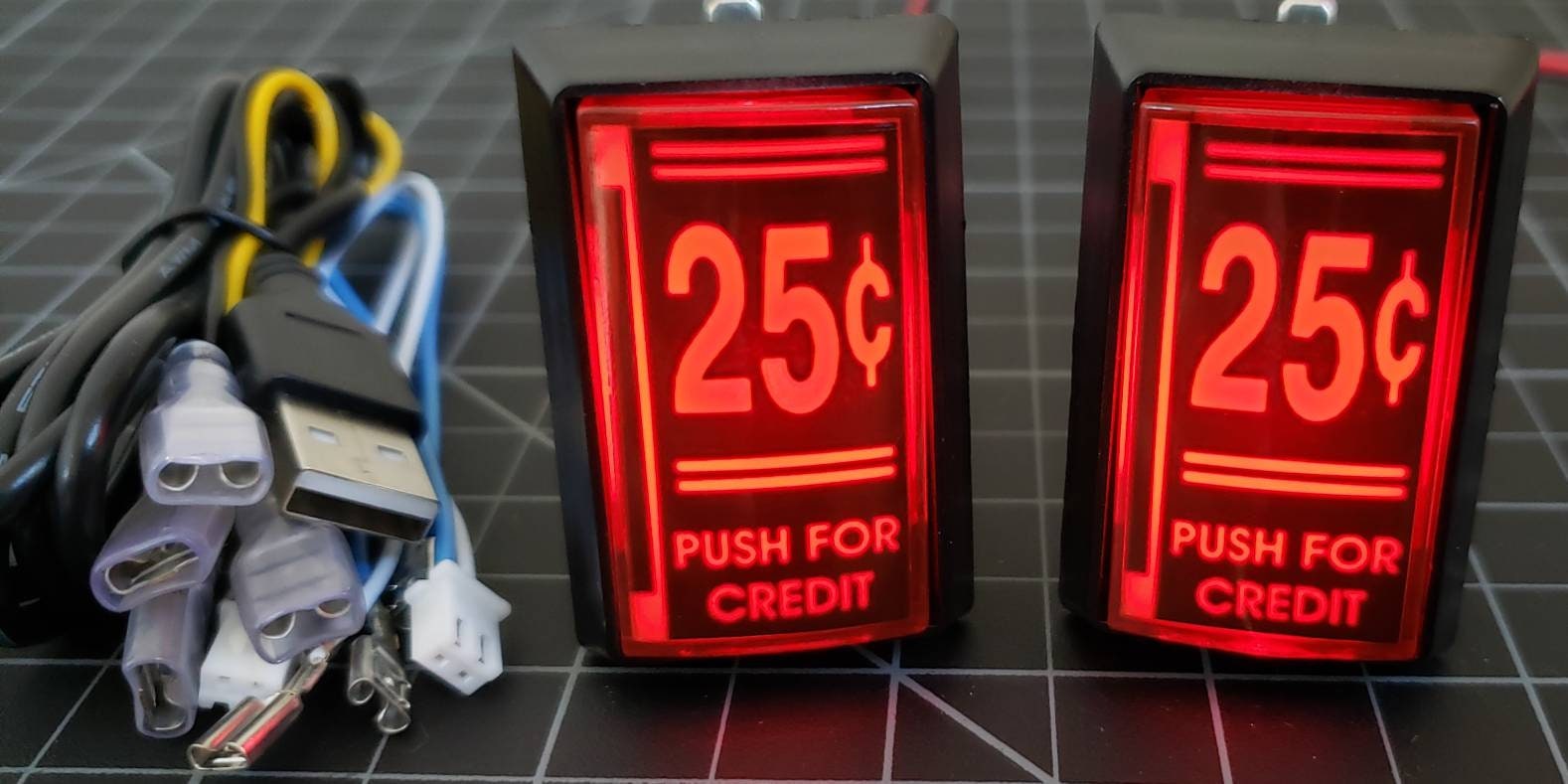 2 Arcade LED Coin Buttons with Custom USB Power Cord and Etsy