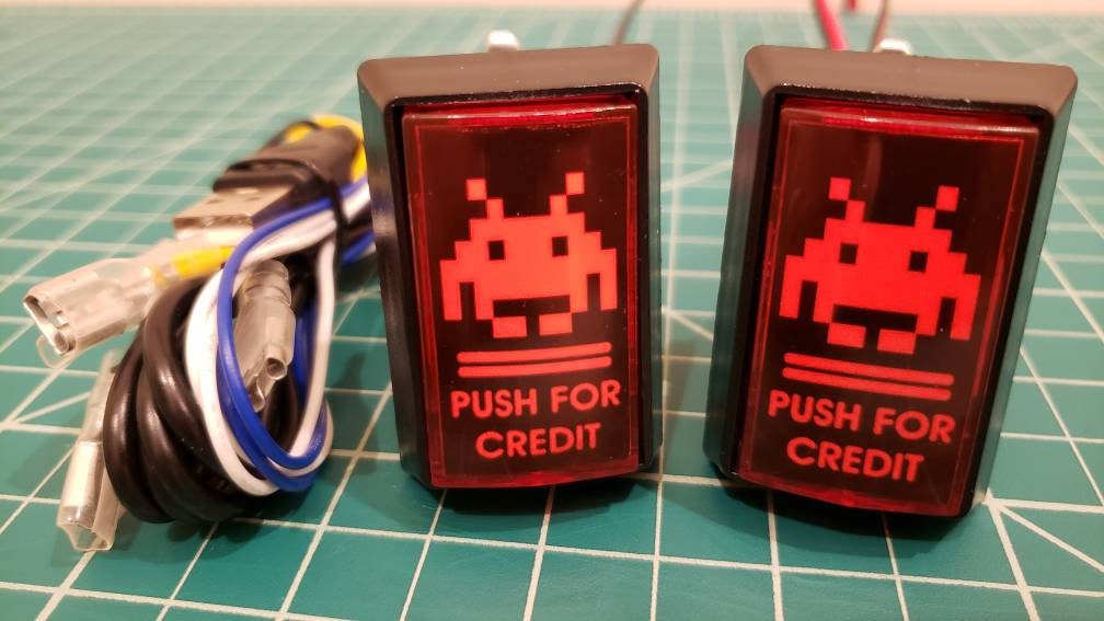 2 Custom Arcade LED Coin/credit Buttons With Custom USB Power Cord and ...