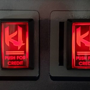 ¡Dos botones LED Arcade personalizados para monedas y créditos con cable de alimentación USB y cables de interruptor personalizados! Arcade1up / Puerta para monedas