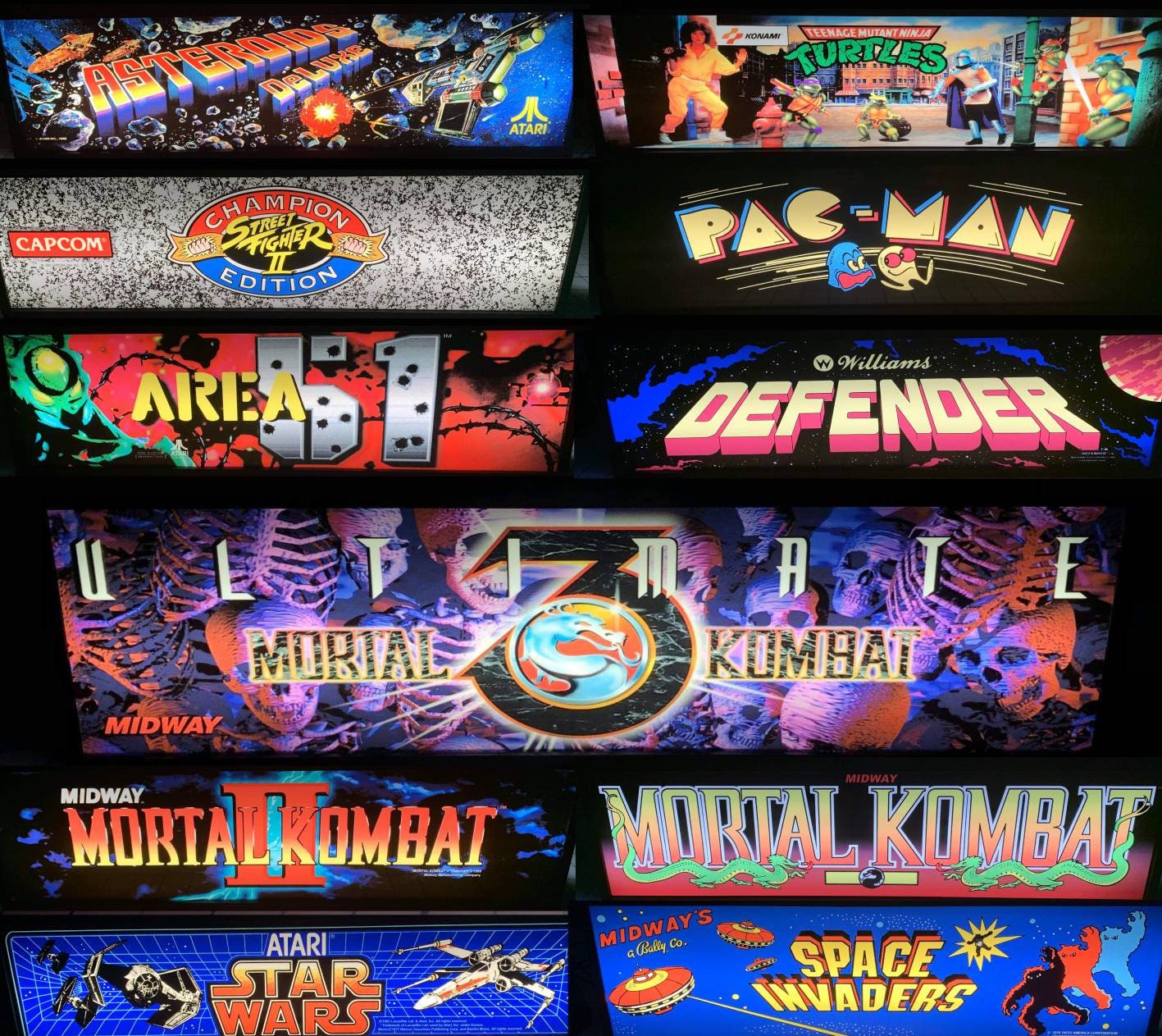 Arcade1up Fully Enclosed Light Up Marquee! Premium Artwork with High …