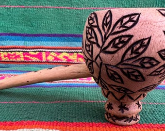 Shipibo Noya Rao handskuren Mapacho-pipa, Ayahuasca ceremoniell pipa, shamansk löv-vinpipa, växtmedicin, mästerväxtdiet