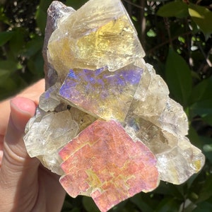 Flame Aura Fluorite, Cubic Aura Fluorite, Rainbow Aura Fluorite,Purple + Green Fluorite, Fluorite Crystal Cluster,A Grade Fluorite Specimen