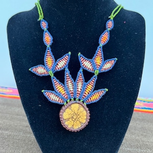 2 CHOICES-Ayahuasca Vine Macrame Necklace, Handmade Shipibo Ceremonial Pendant, Shamanic Protection Jewelry, Boho Plant Medicine Necklace
