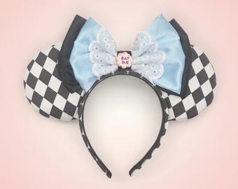 Alice in Wonderland Mouse Ears: Harlequin Checker Disney Bounding Headband