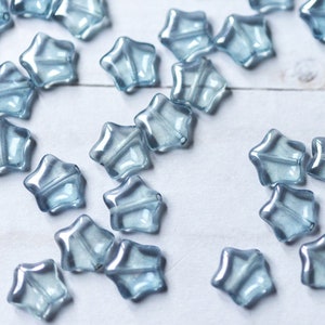 Star Beads Light Blue Czech Glass 12mm Nautical Celestial Theme Jewelry Making 00EVE412